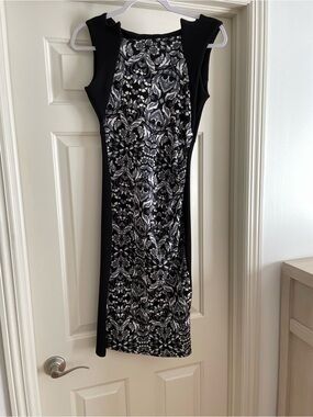 Feverfish Black & White Floral Sheath Dress